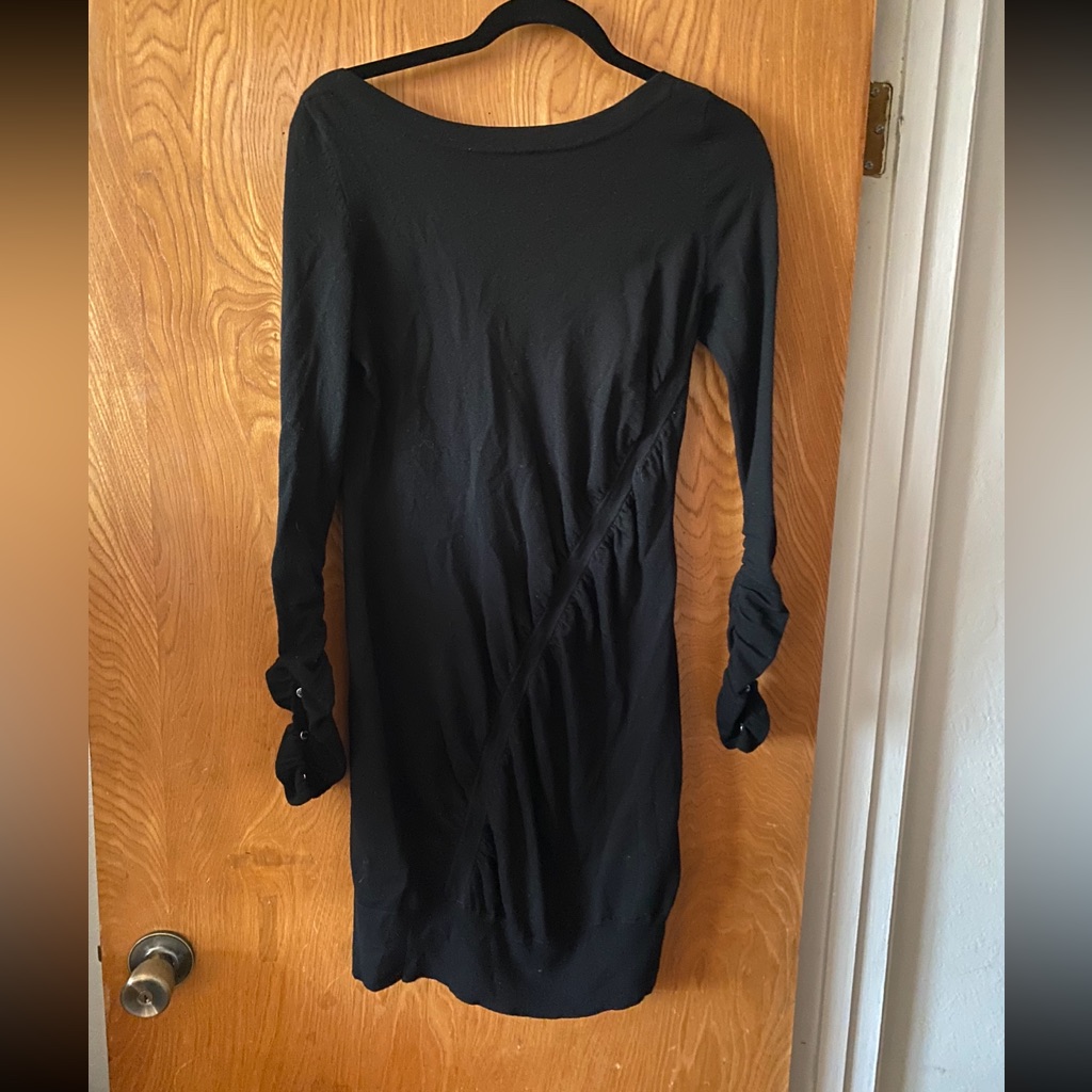Karen Mullen Black Bodycon Ruched Long Sleeve Midi Dress 3